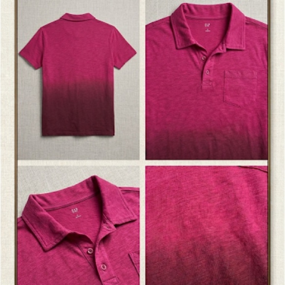 GAP Boys Ombre Magenta-to-Dark Pink Polo with Pocket